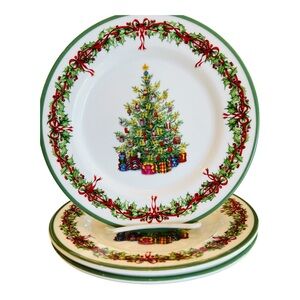 Christopher Radko Traditions Holiday Tree Salad Plates Set 3